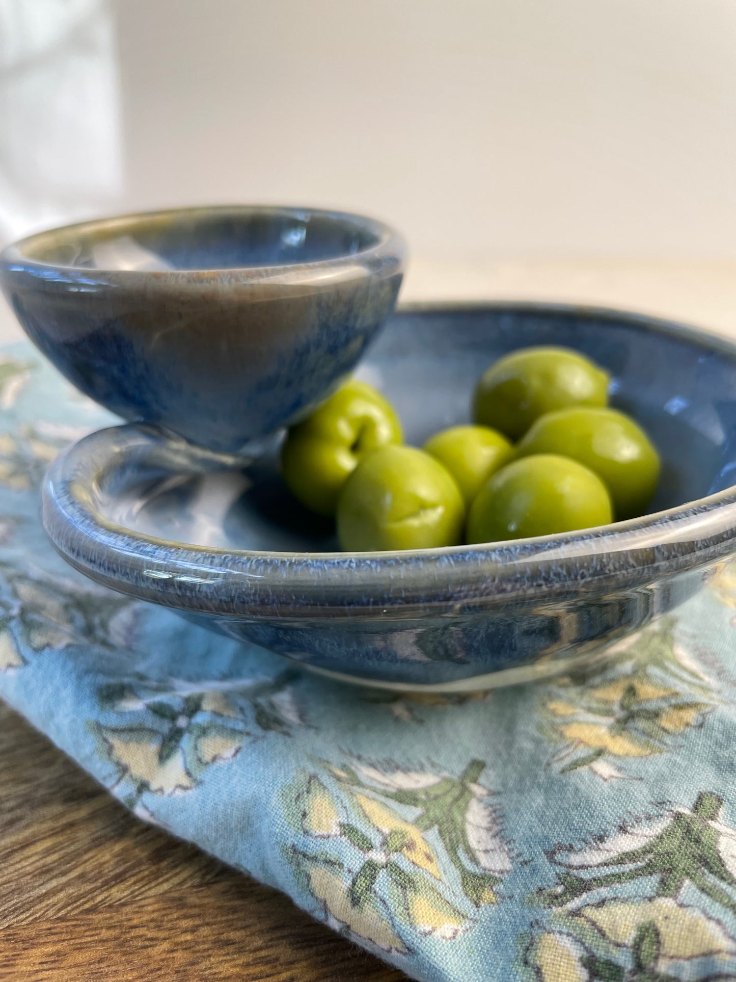 Turquoise with Crystals Olives Bowl