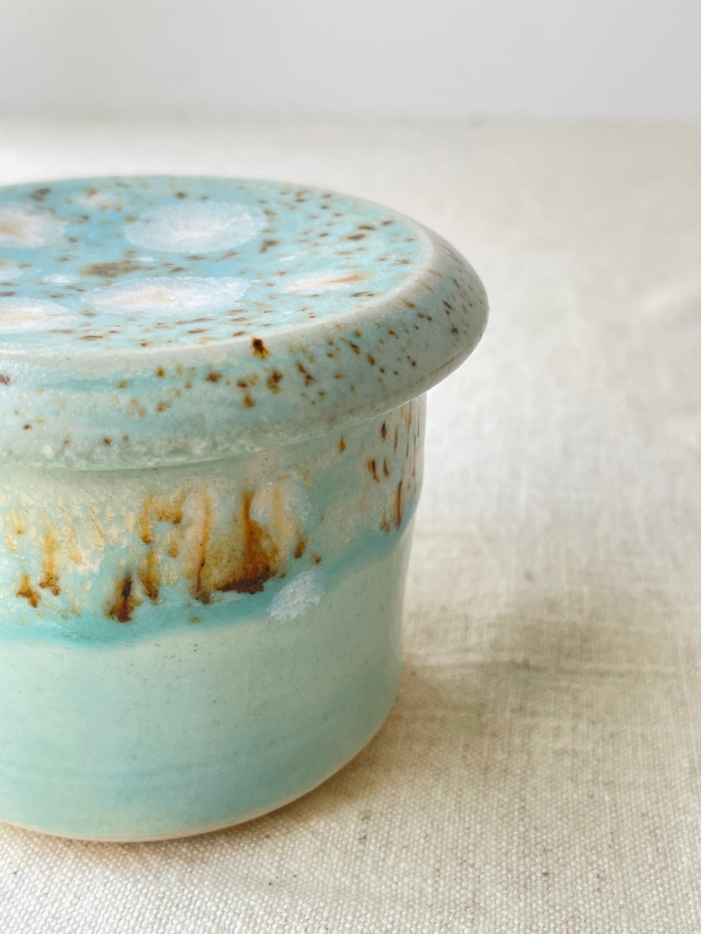 French Butter Bell 1, Blue and Birch with Crystals