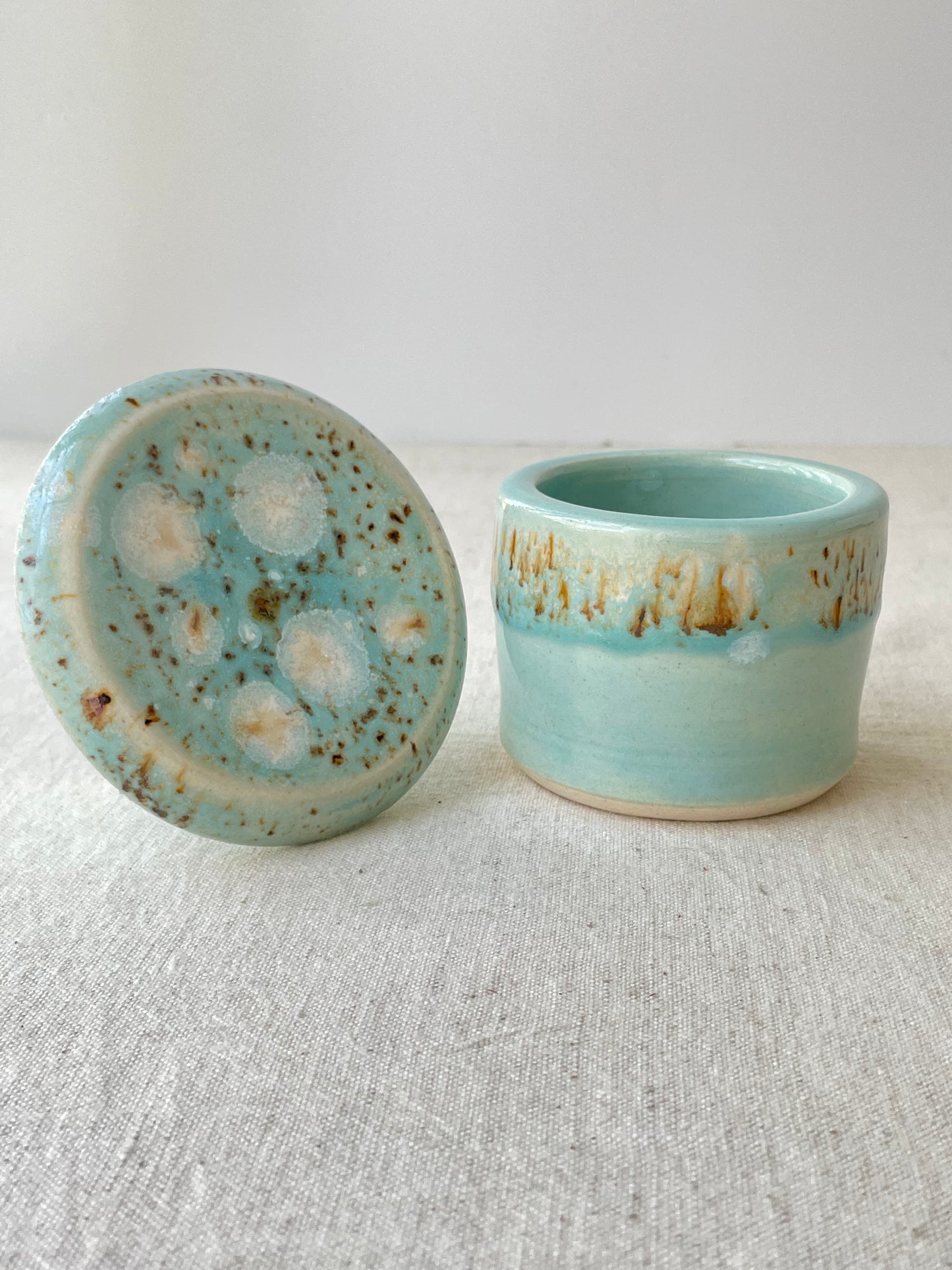 French Butter Bell 1, Blue and Birch with Crystals