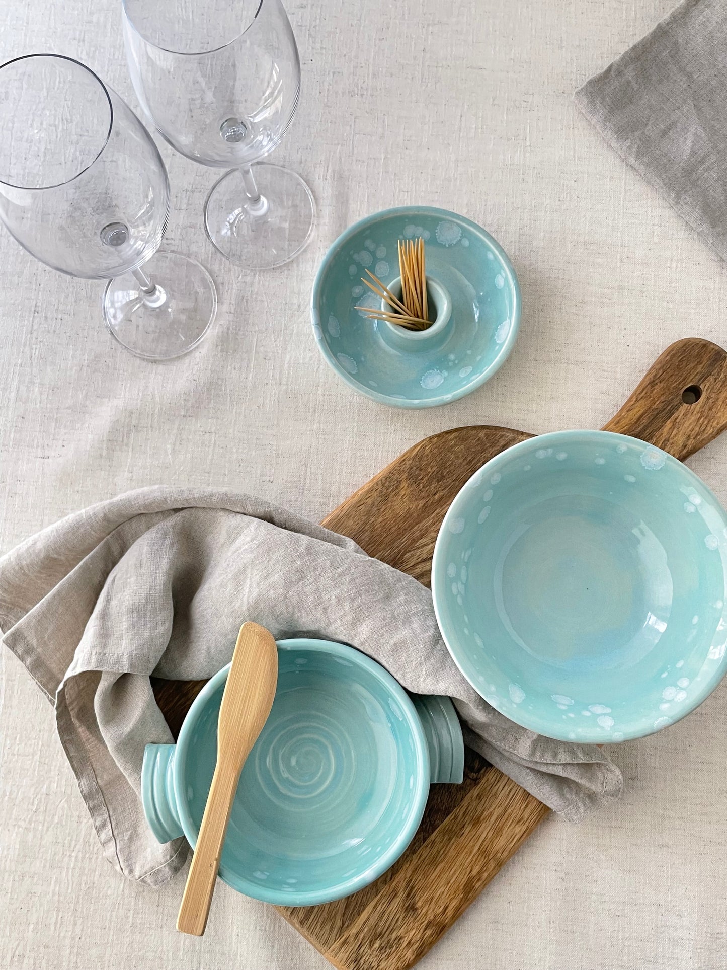 Turquoise with Crystals Olives Dish