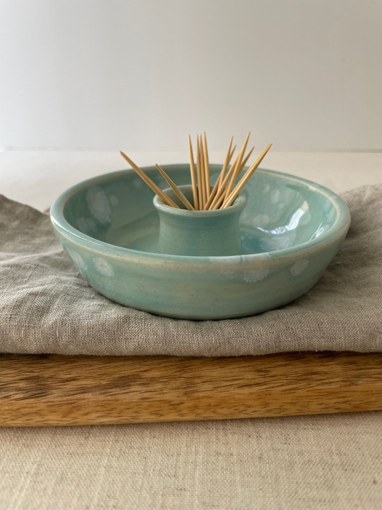Turquoise with Crystals Olives Dish