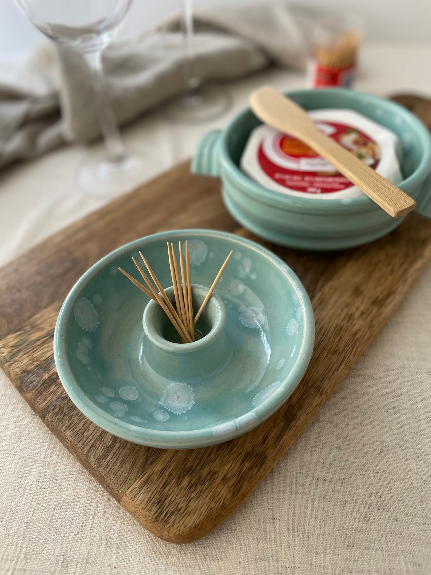 Turquoise with Crystals Olives Dish
