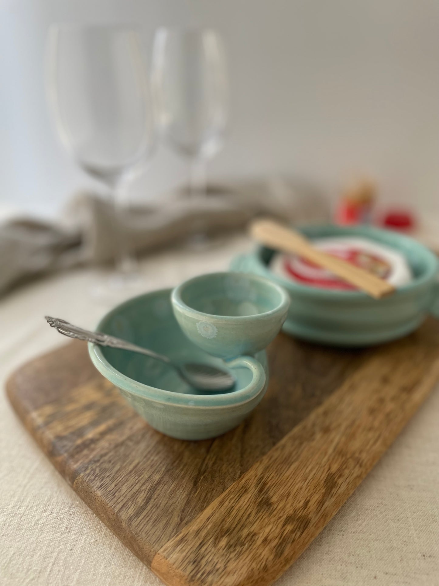 Turquoise with Crystals Olives Bowl