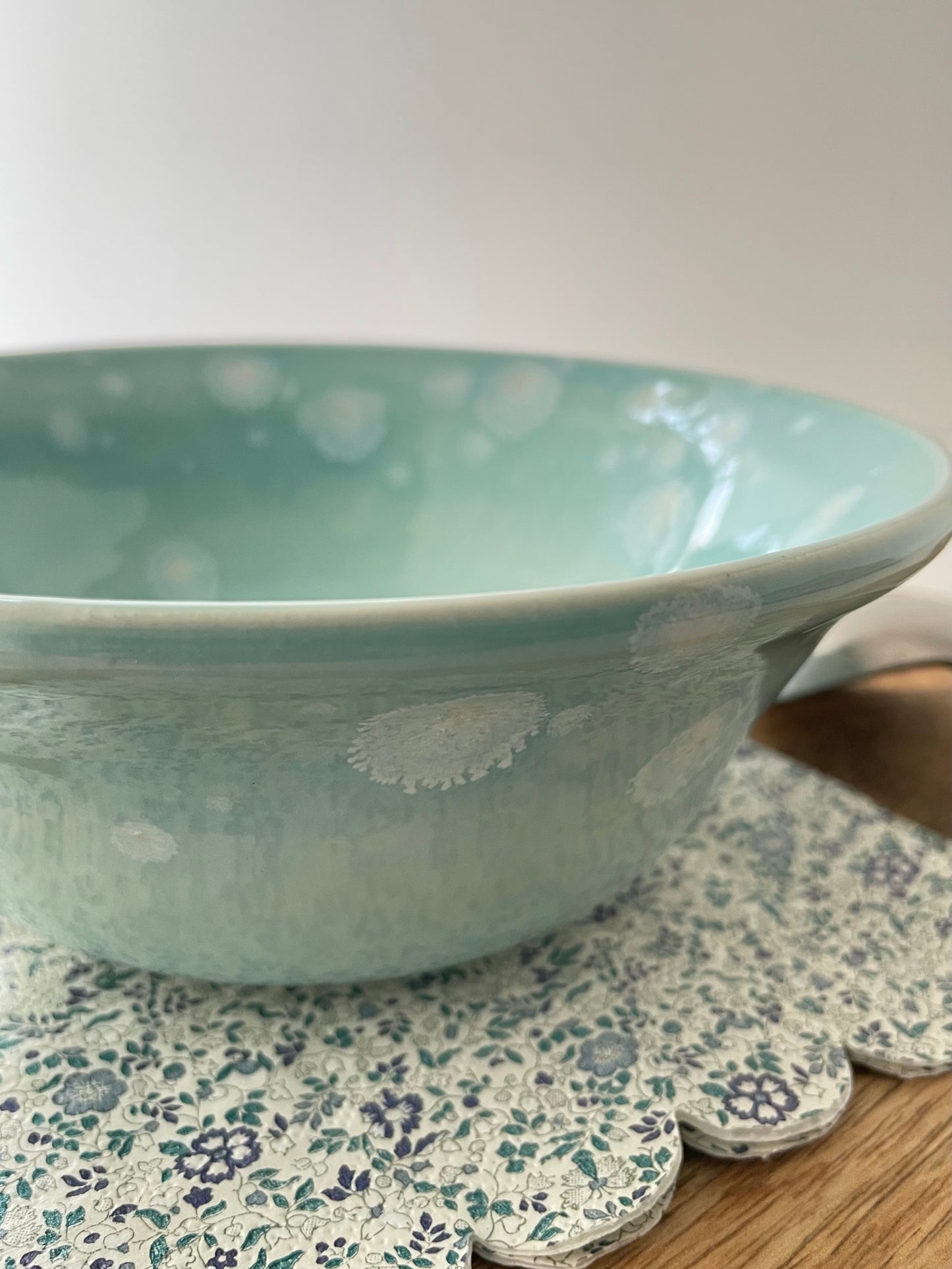 Turquoise with Crystals Serving Bowl, 7 inch