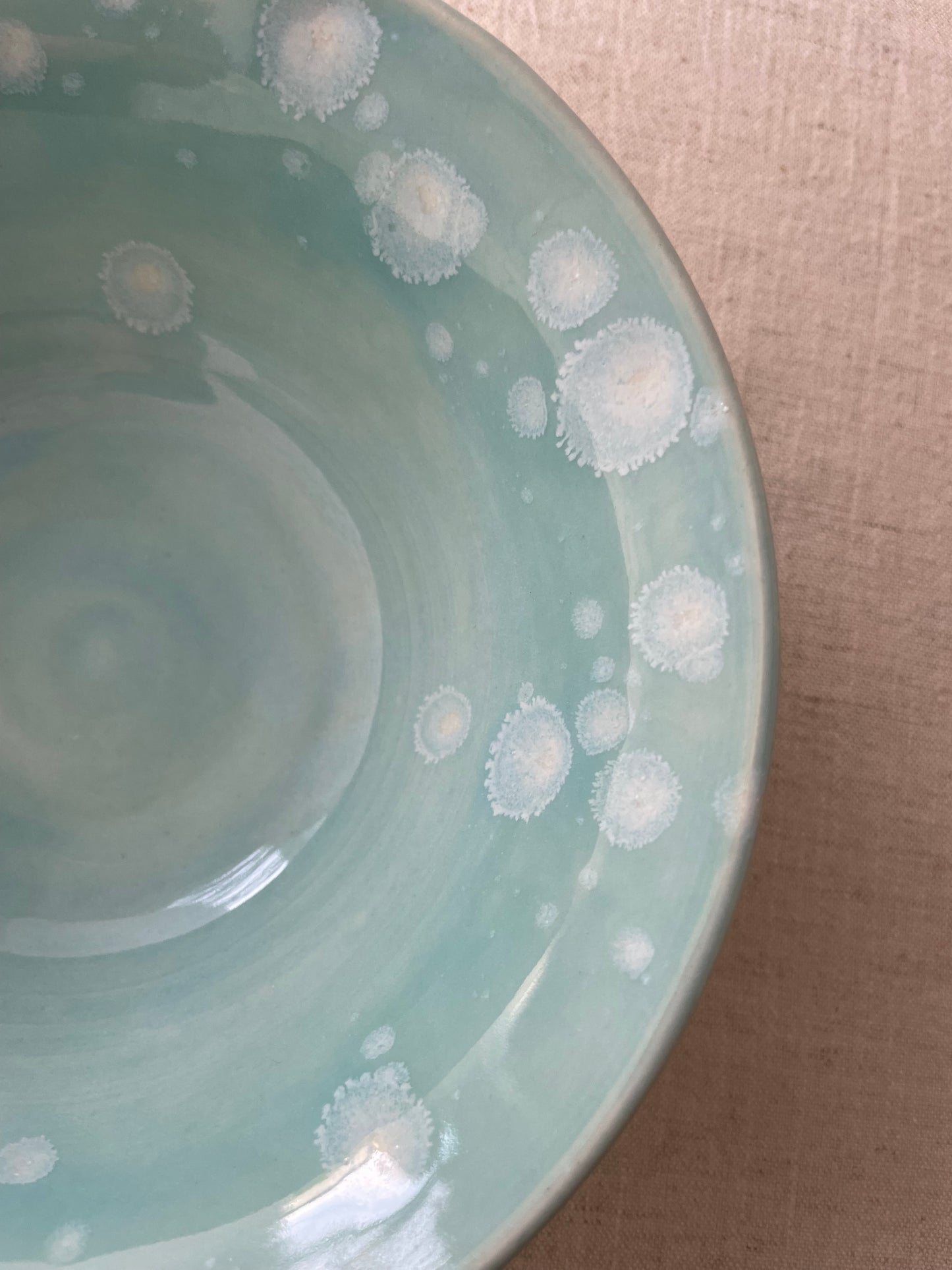 Turquoise with Crystals Serving Bowl, 7 inch