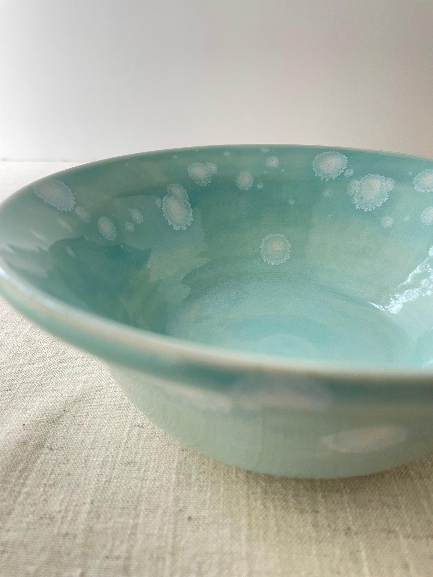 Turquoise with Crystals Serving Bowl, 7 inch