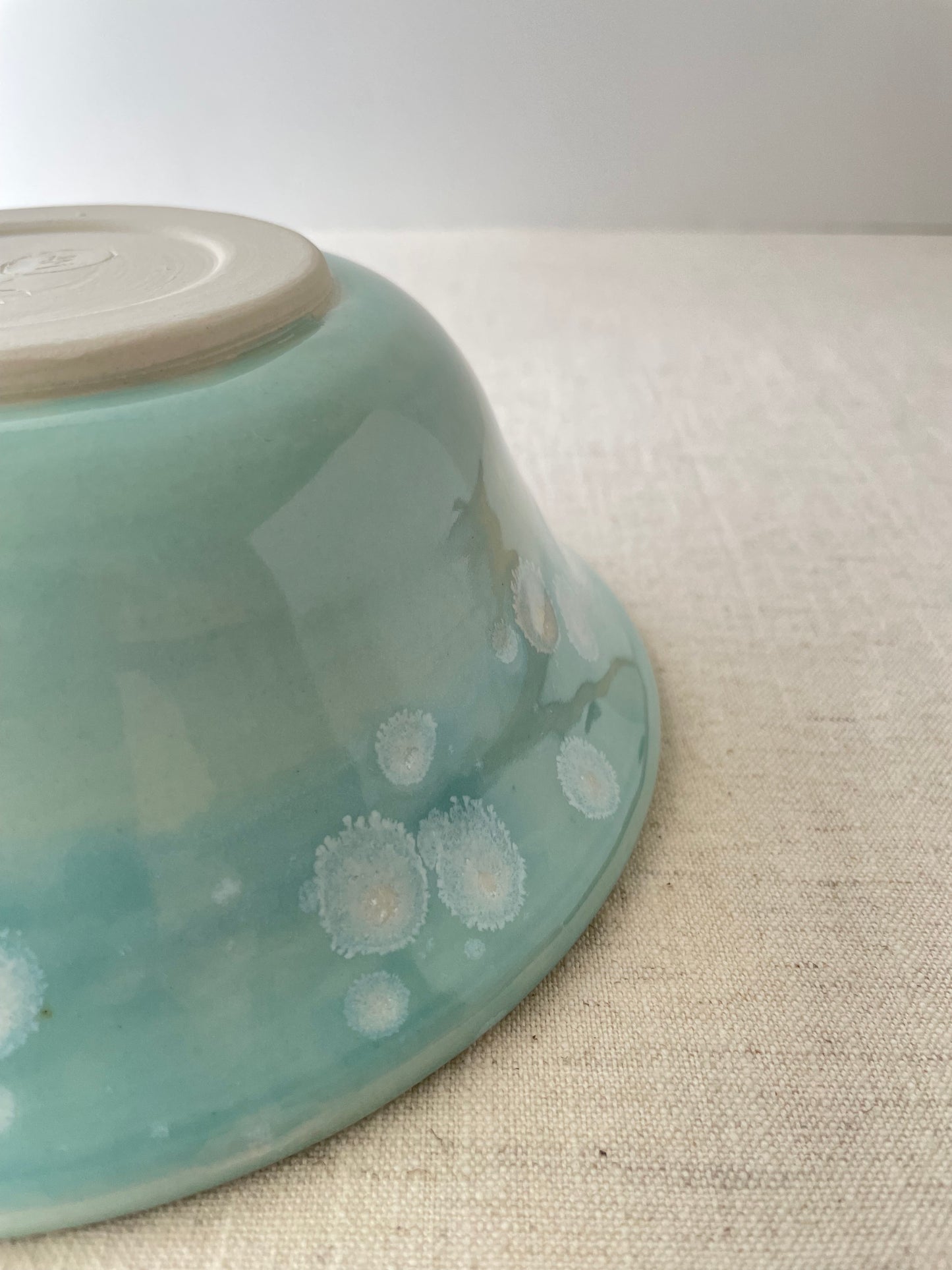 Turquoise with Crystals Serving Bowl, 7 inch