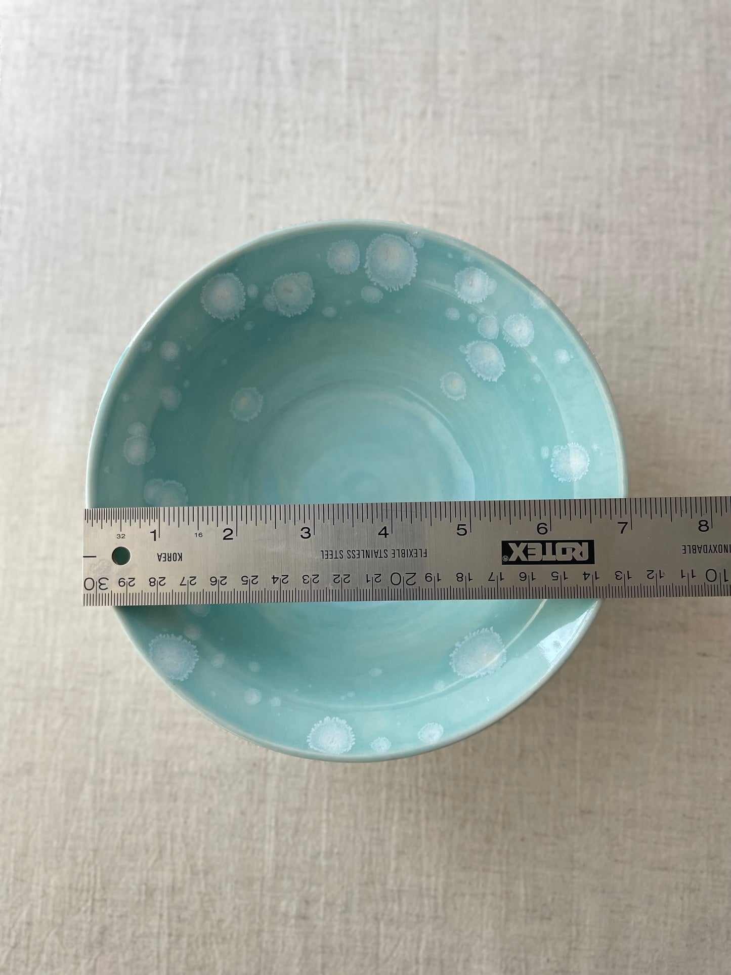 Turquoise with Crystals Serving Bowl, 7 inch