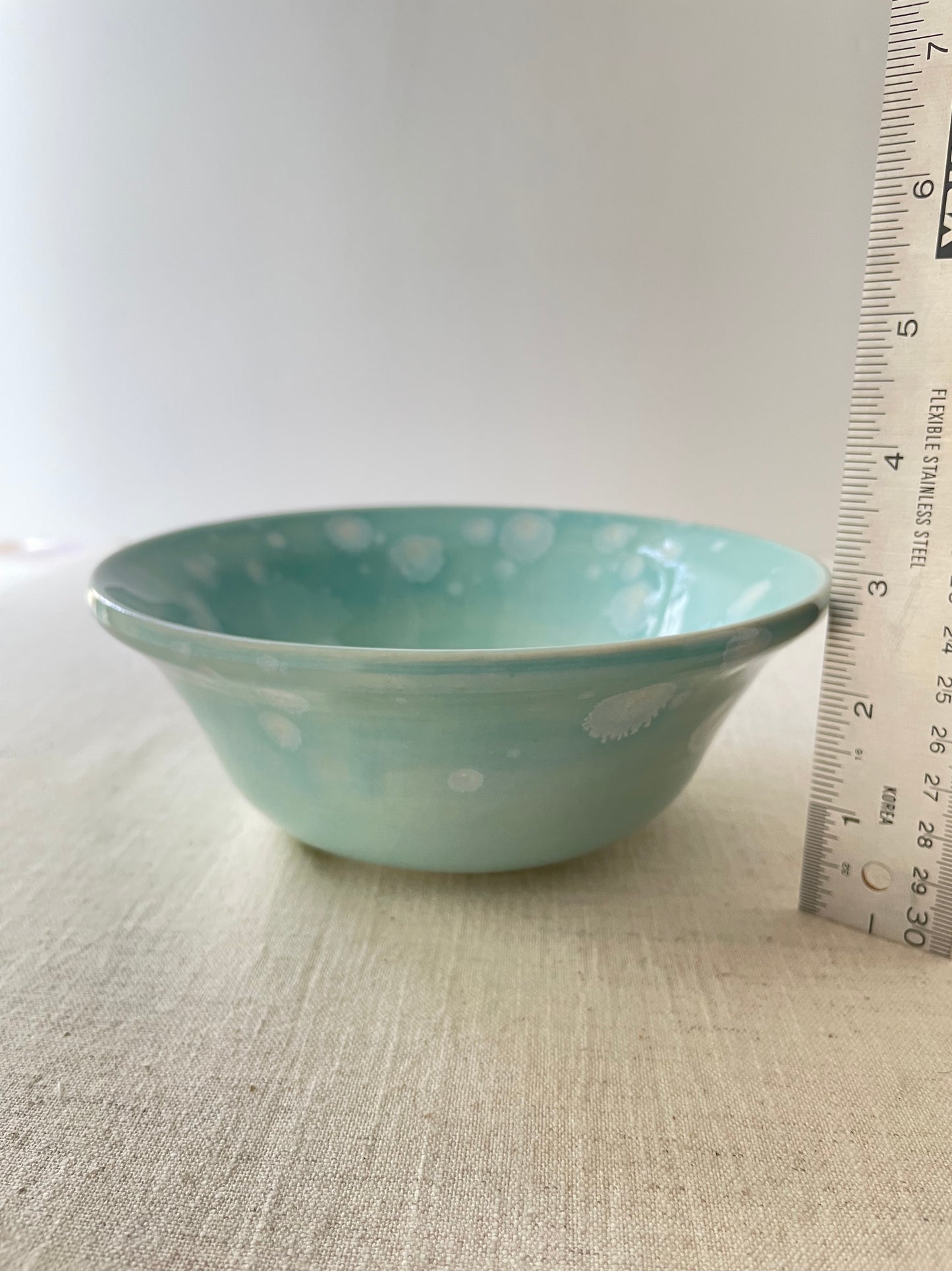 Turquoise with Crystals Serving Bowl, 7 inch