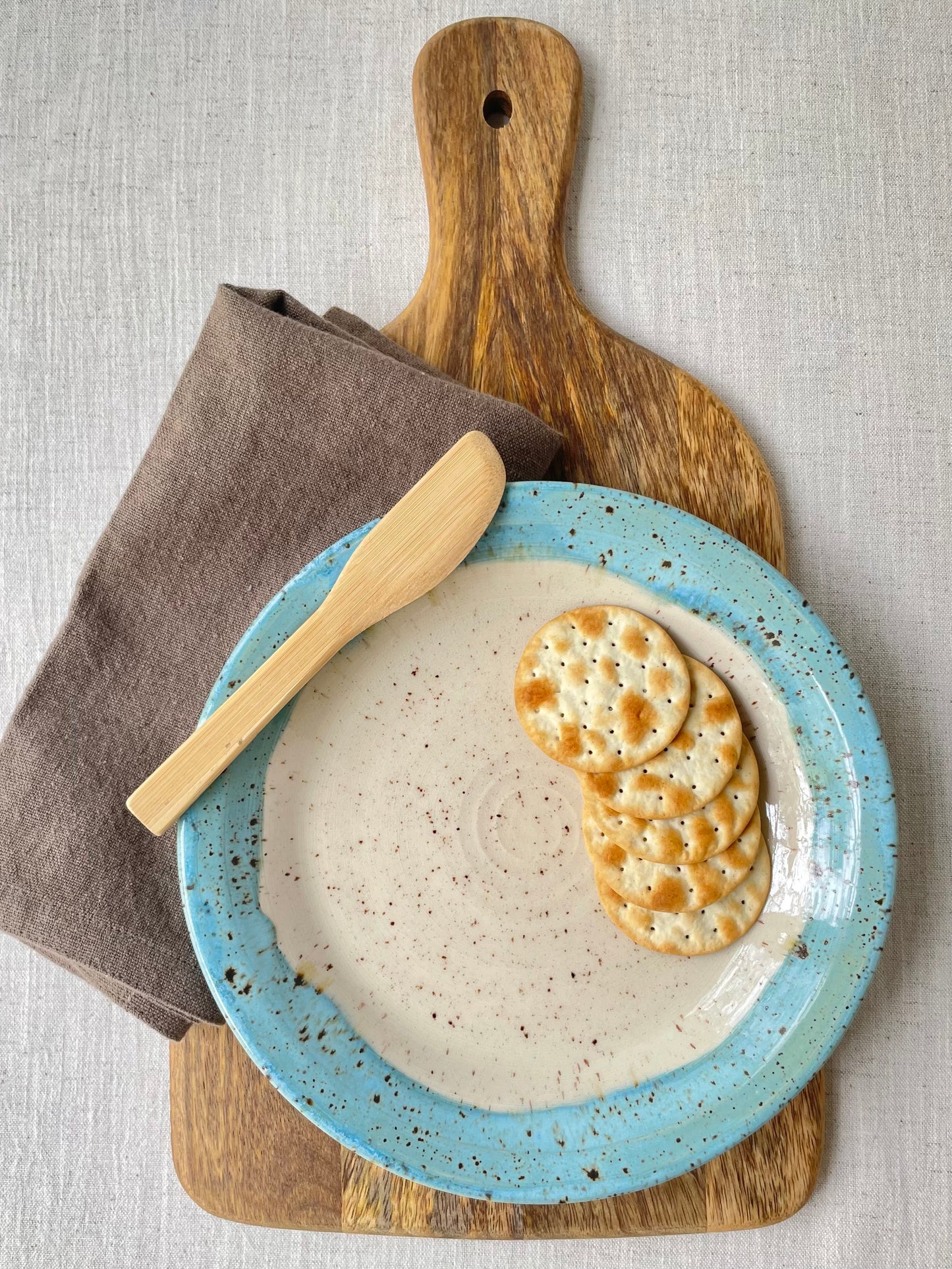 Cerulean Speckled Clay Serving Plate