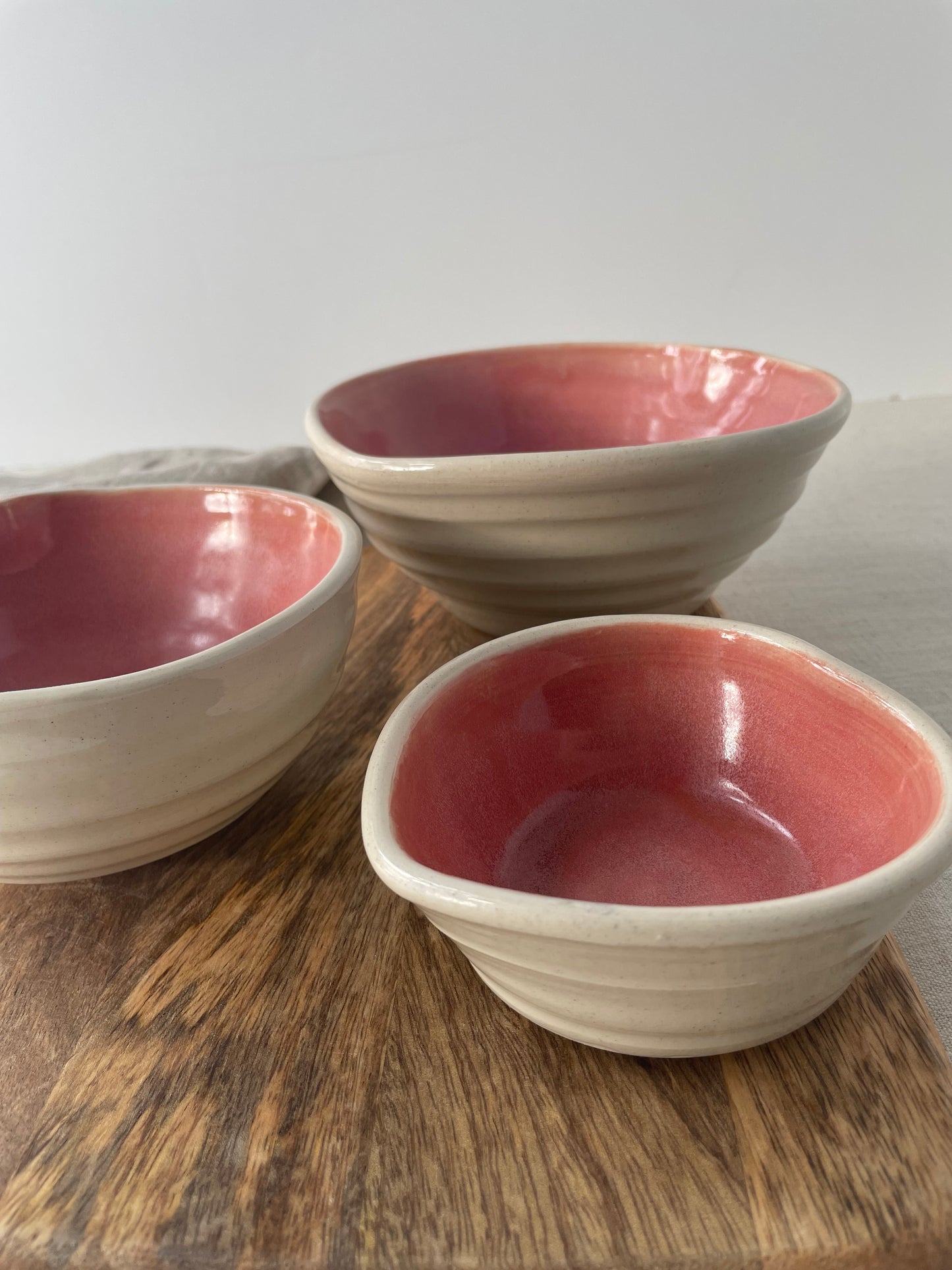Warm Pink Heart Nesting Bowls, set of 2