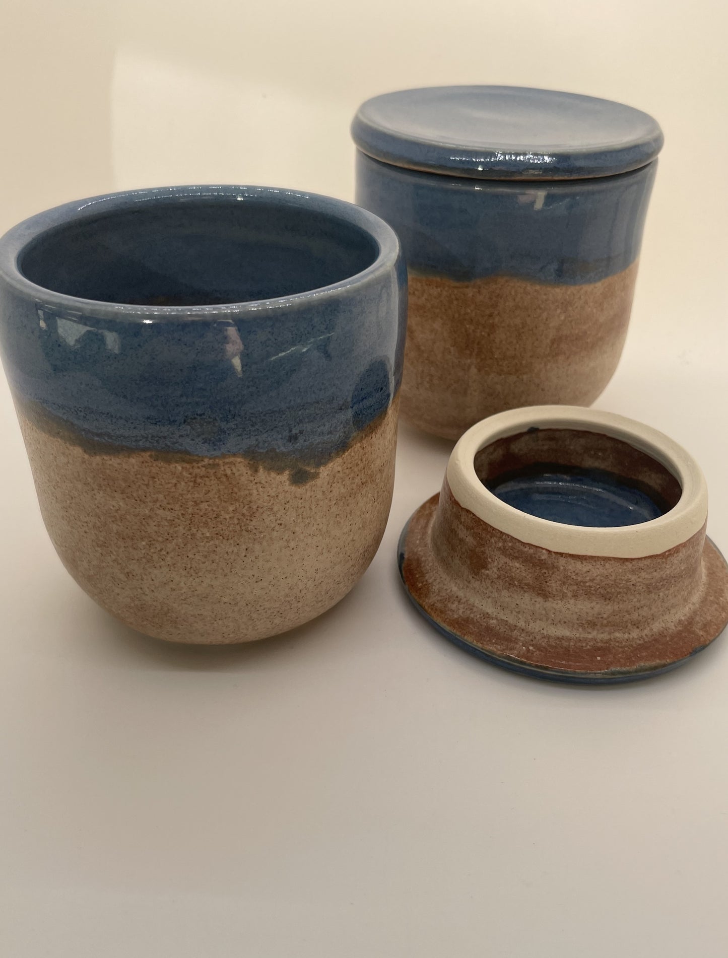 Mocha and Blue Lidded Yunomi