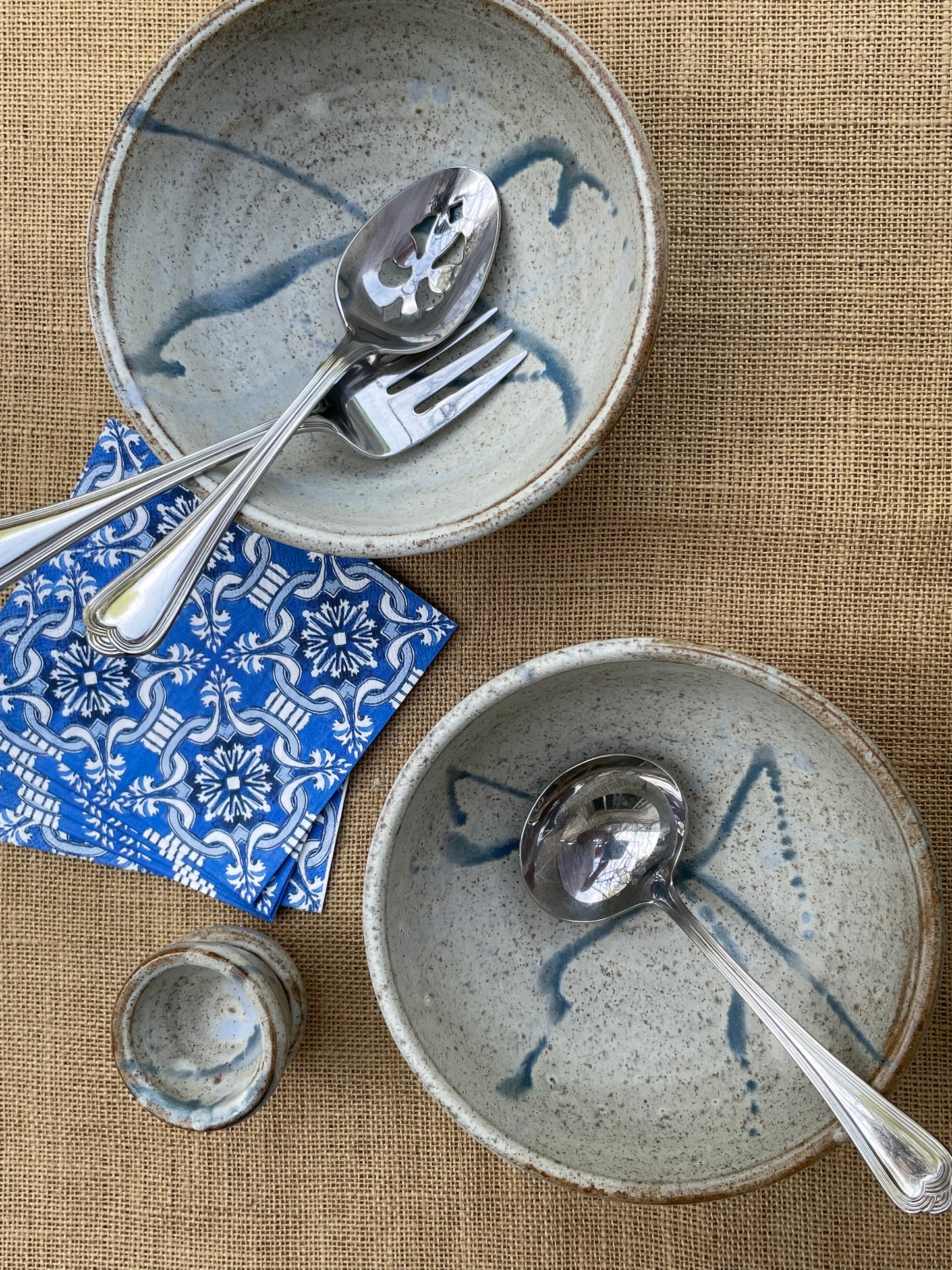 French Vanilla and Dark Clay Ramen Bowl with Condiment Bowl