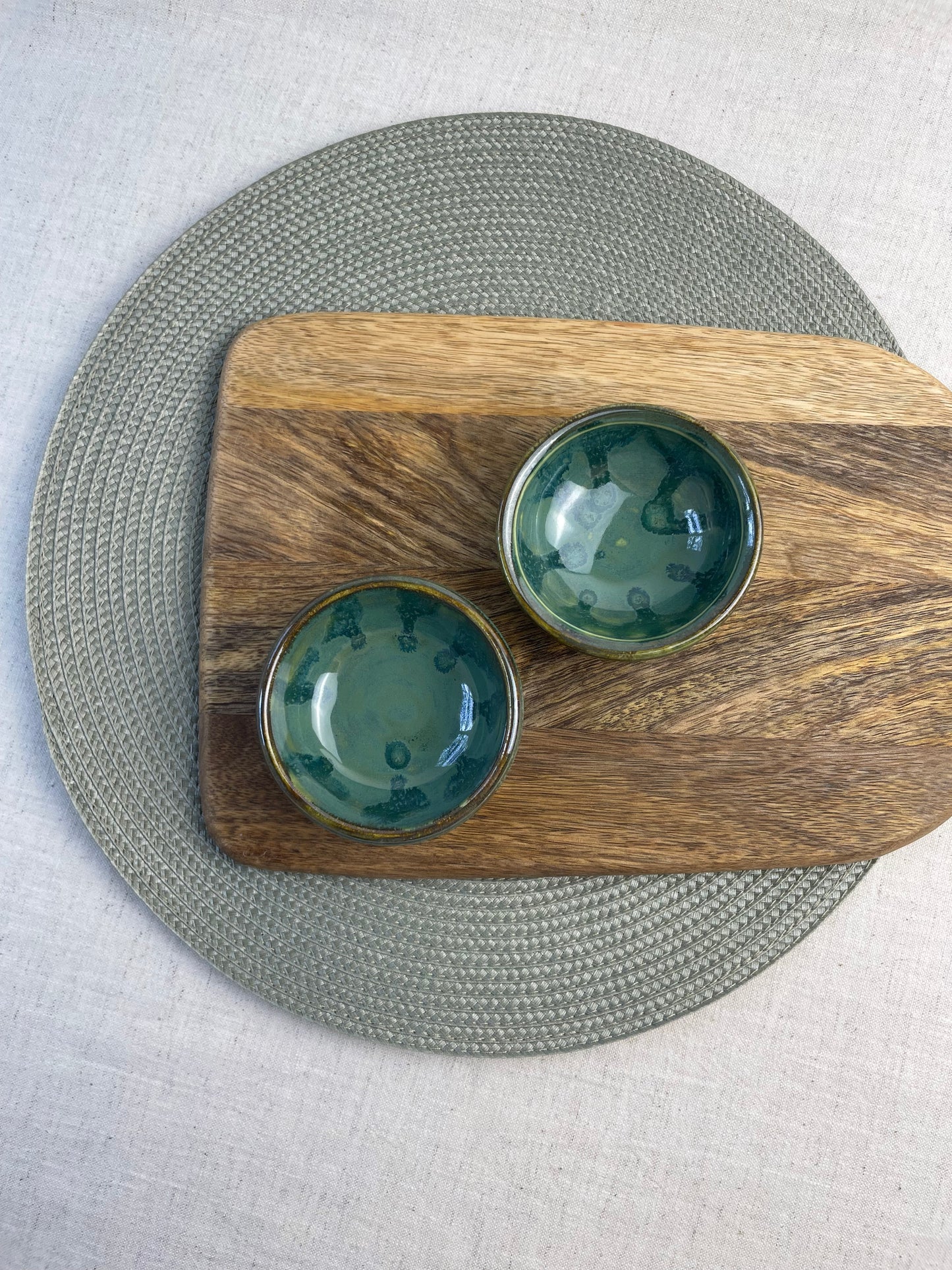 Evergreen and Olive Prep Bowls, set of 2