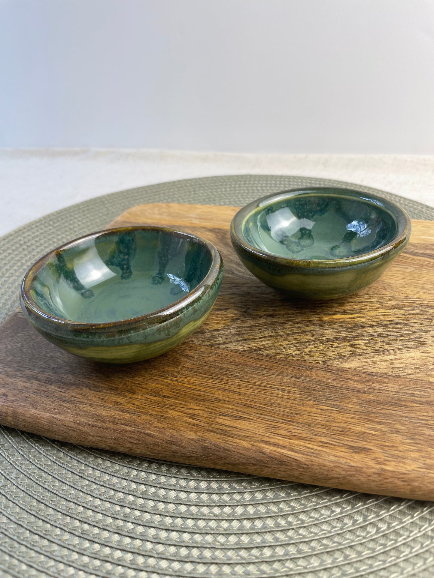 Evergreen and Olive Prep Bowls, set of 2