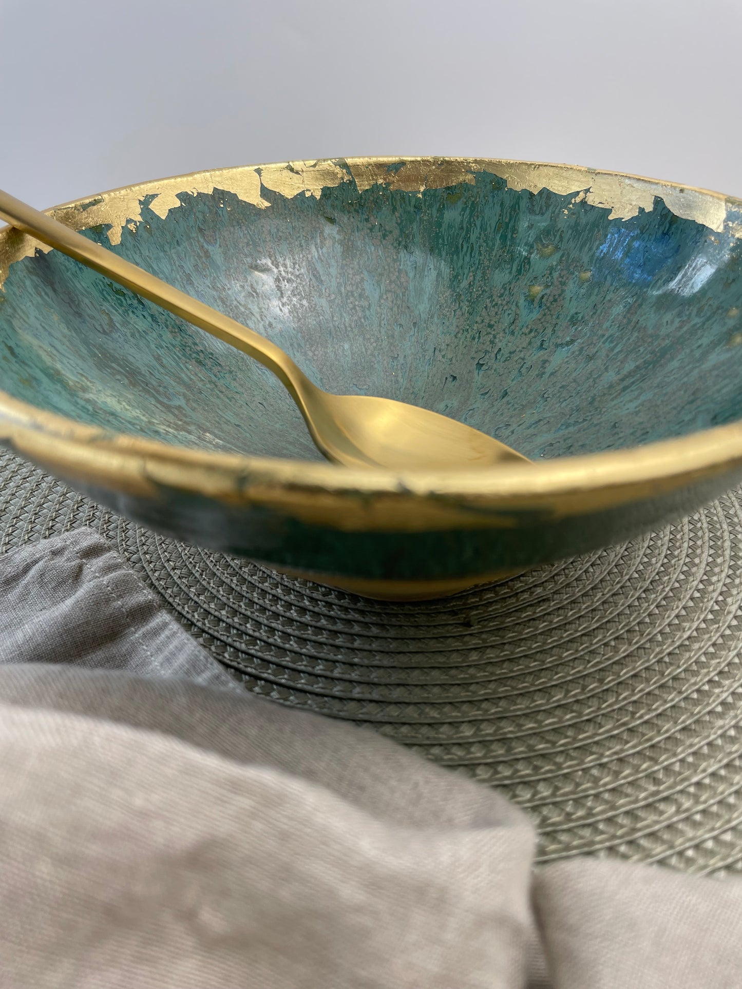 Gilded Green Bowl