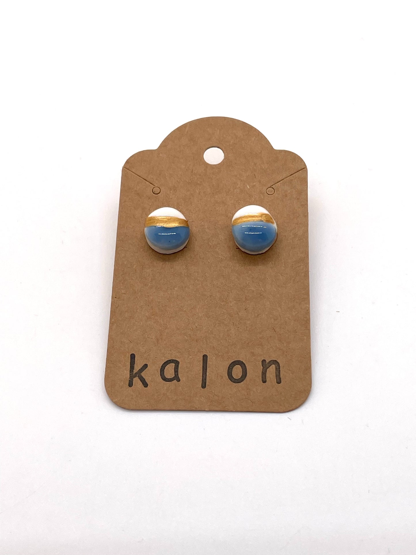 Button Earrings in Light Blue