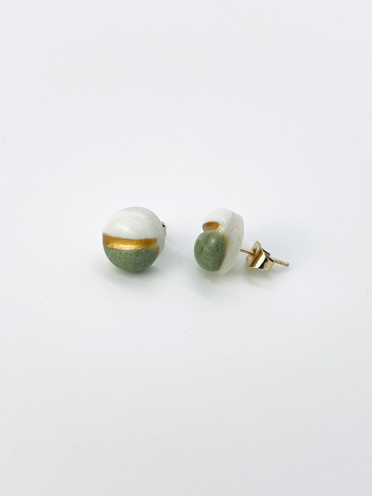 Button Earrings in Jade