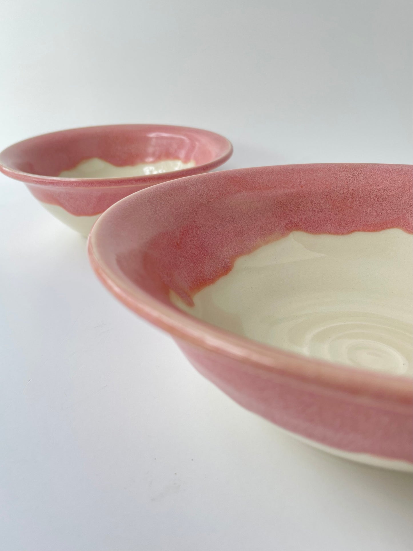 Warm Pink and White Nesting Bowls, set of 2