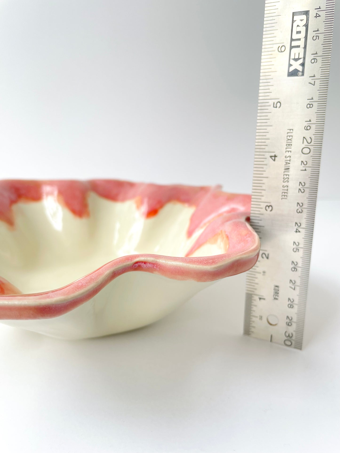 Ruffled Edge Bowl with Warm Pink