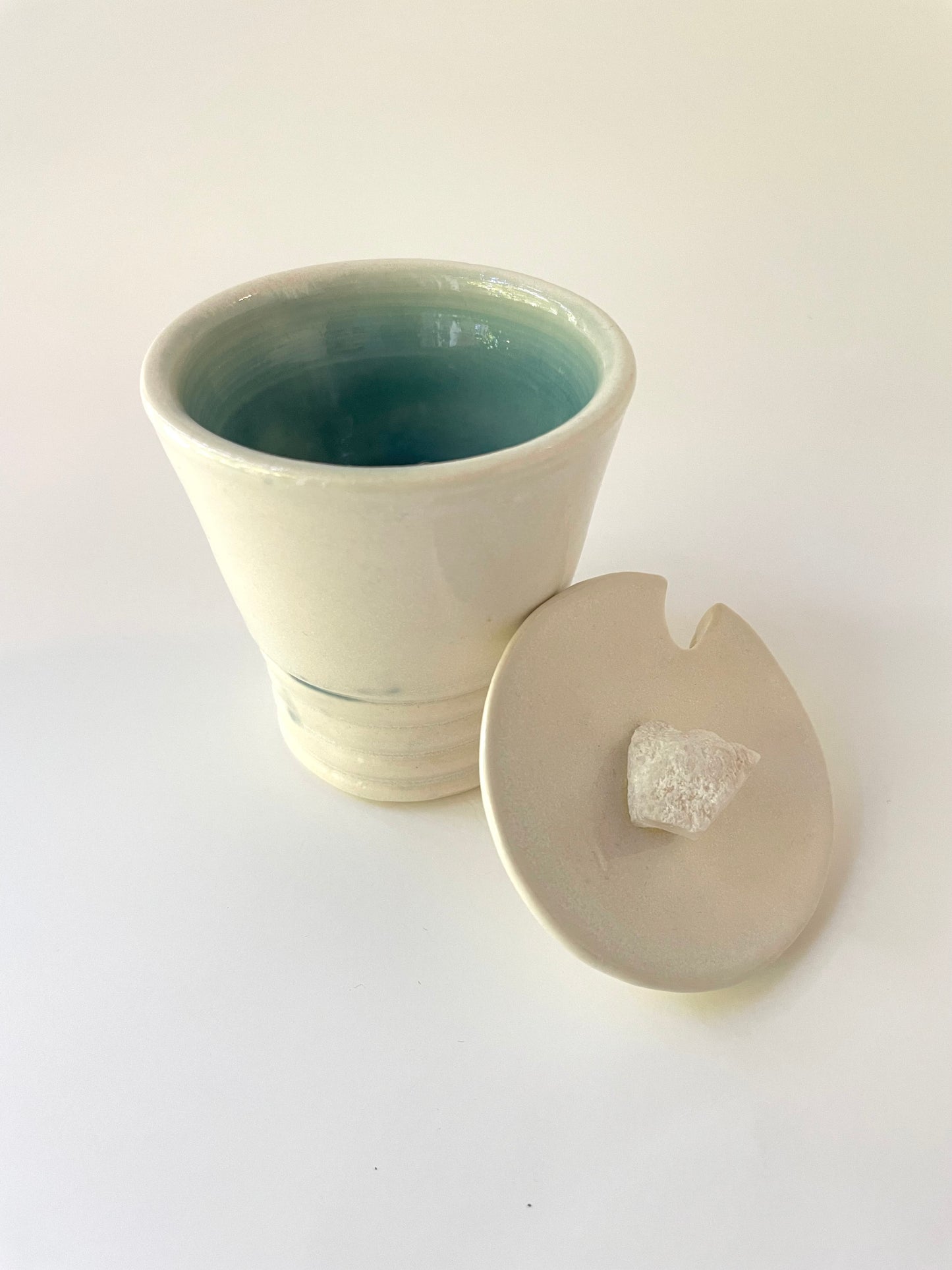 White and Celadon Sugar Bowl and Creamer