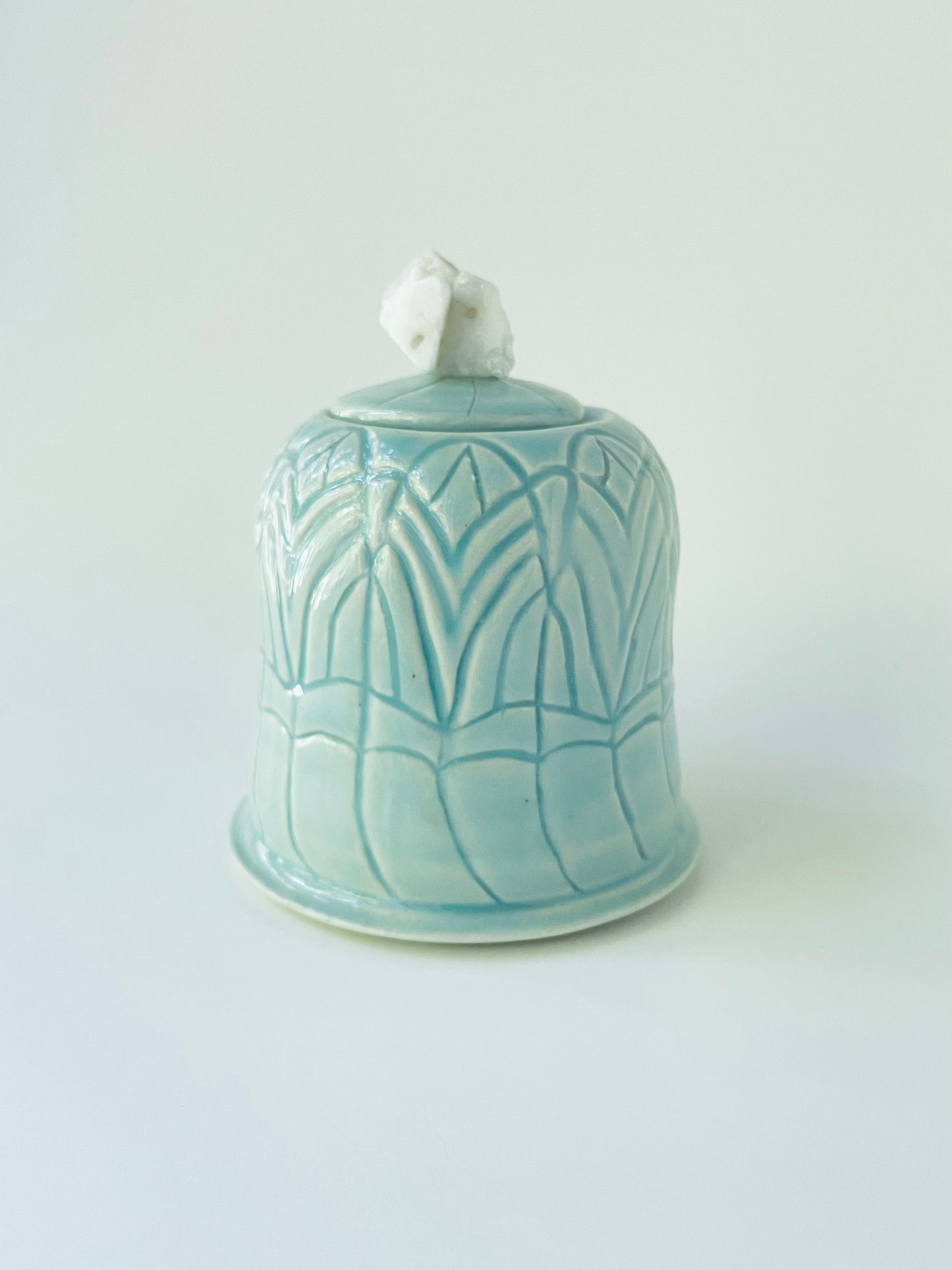 Light Blue Carved Container