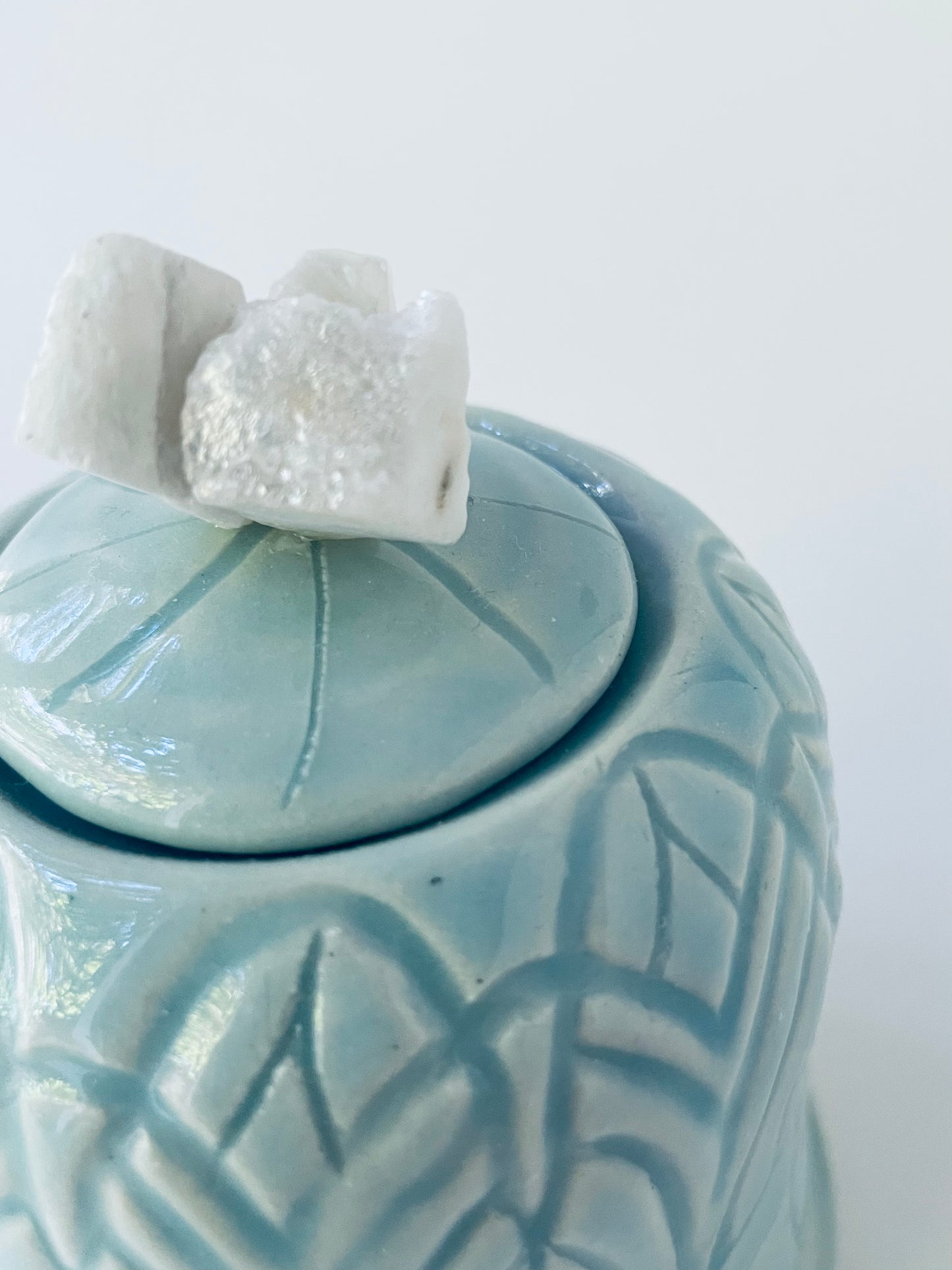 Light Blue Carved Container