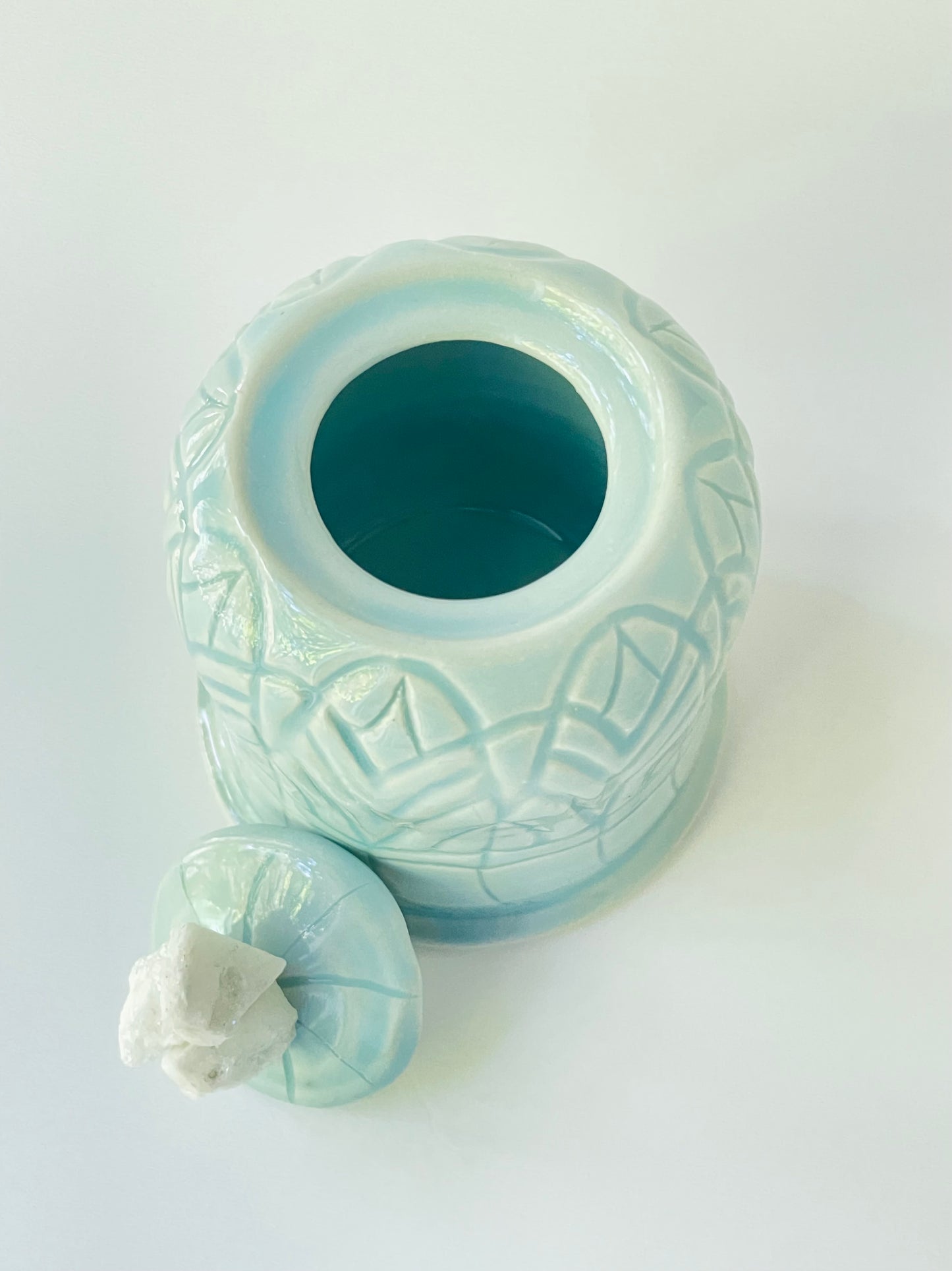 Light Blue Carved Container