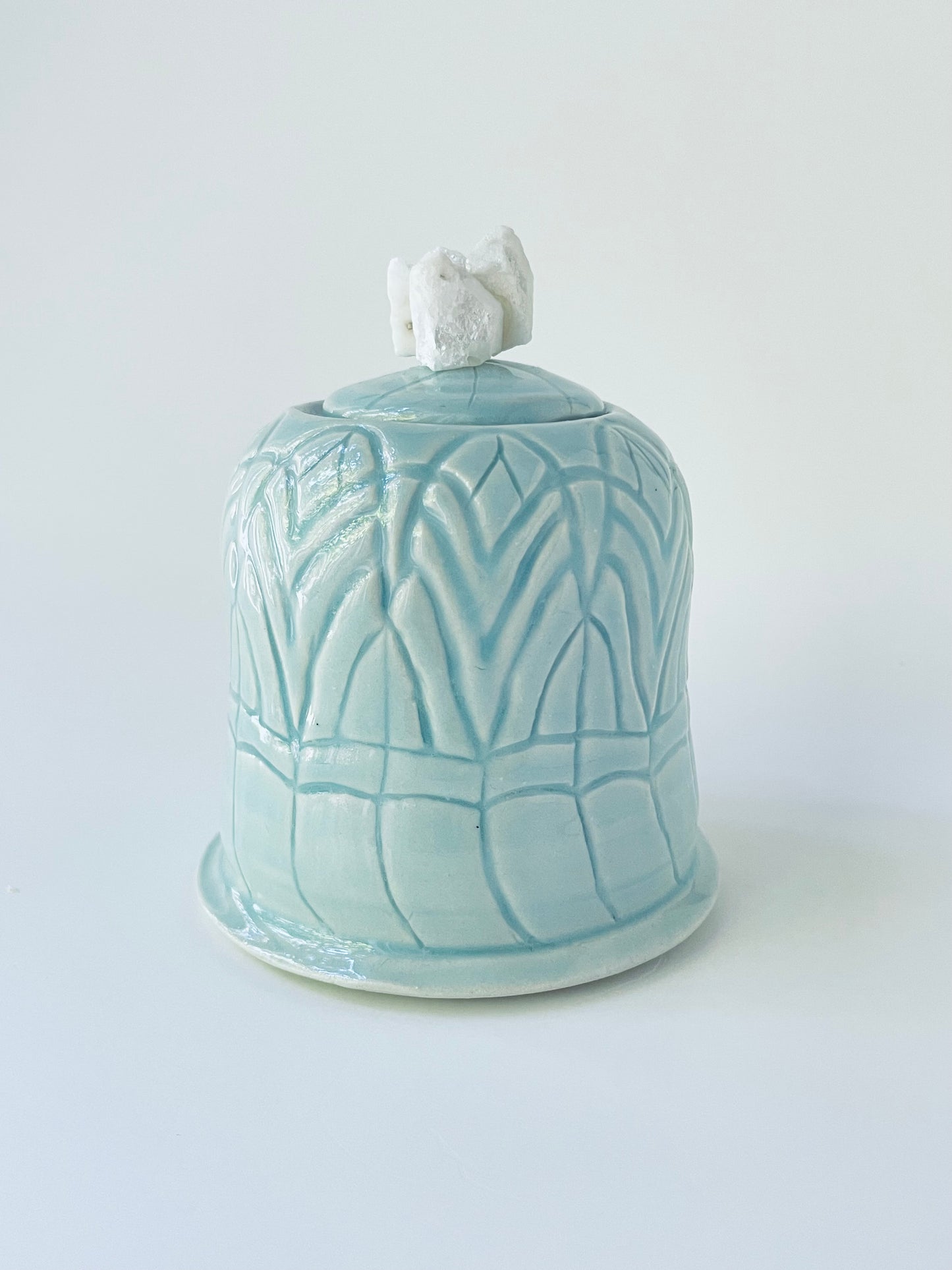 Light Blue Carved Container