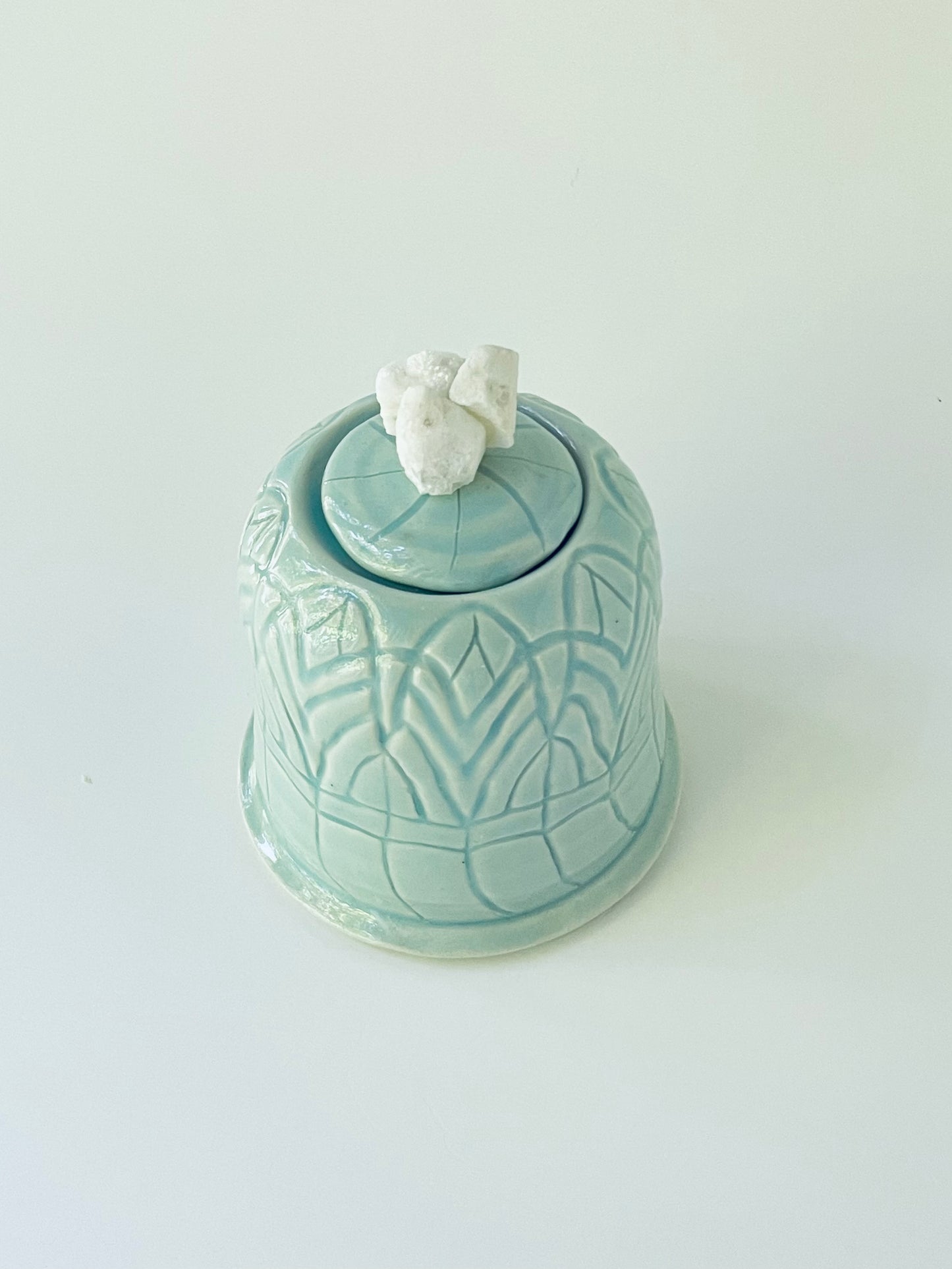 Light Blue Carved Container