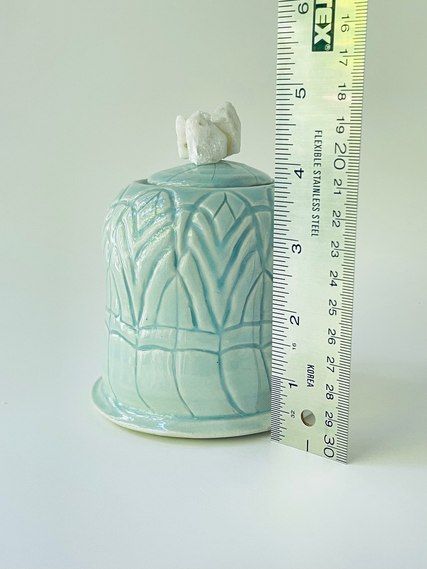 Light Blue Carved Container