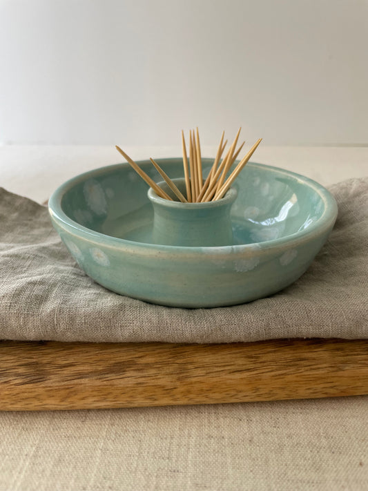 Turquoise with Crystals Olives Dish