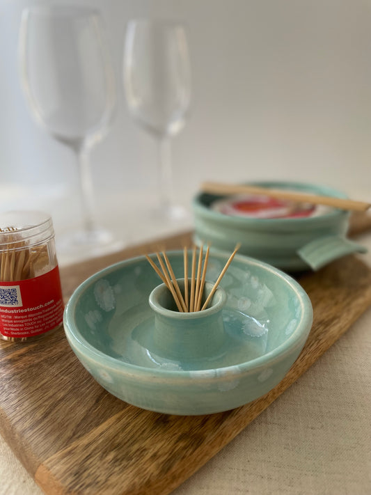 Turquoise with Crystals Olives Dish