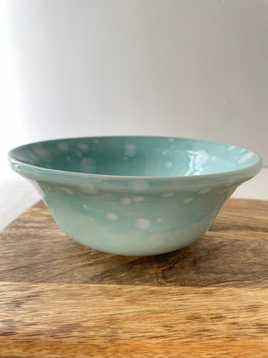 Turquoise with Crystals Serving Bowl, 7 inch