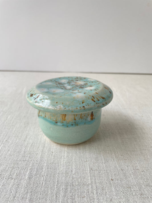 French Butter Bell 2, Blue and Birch with Crystals