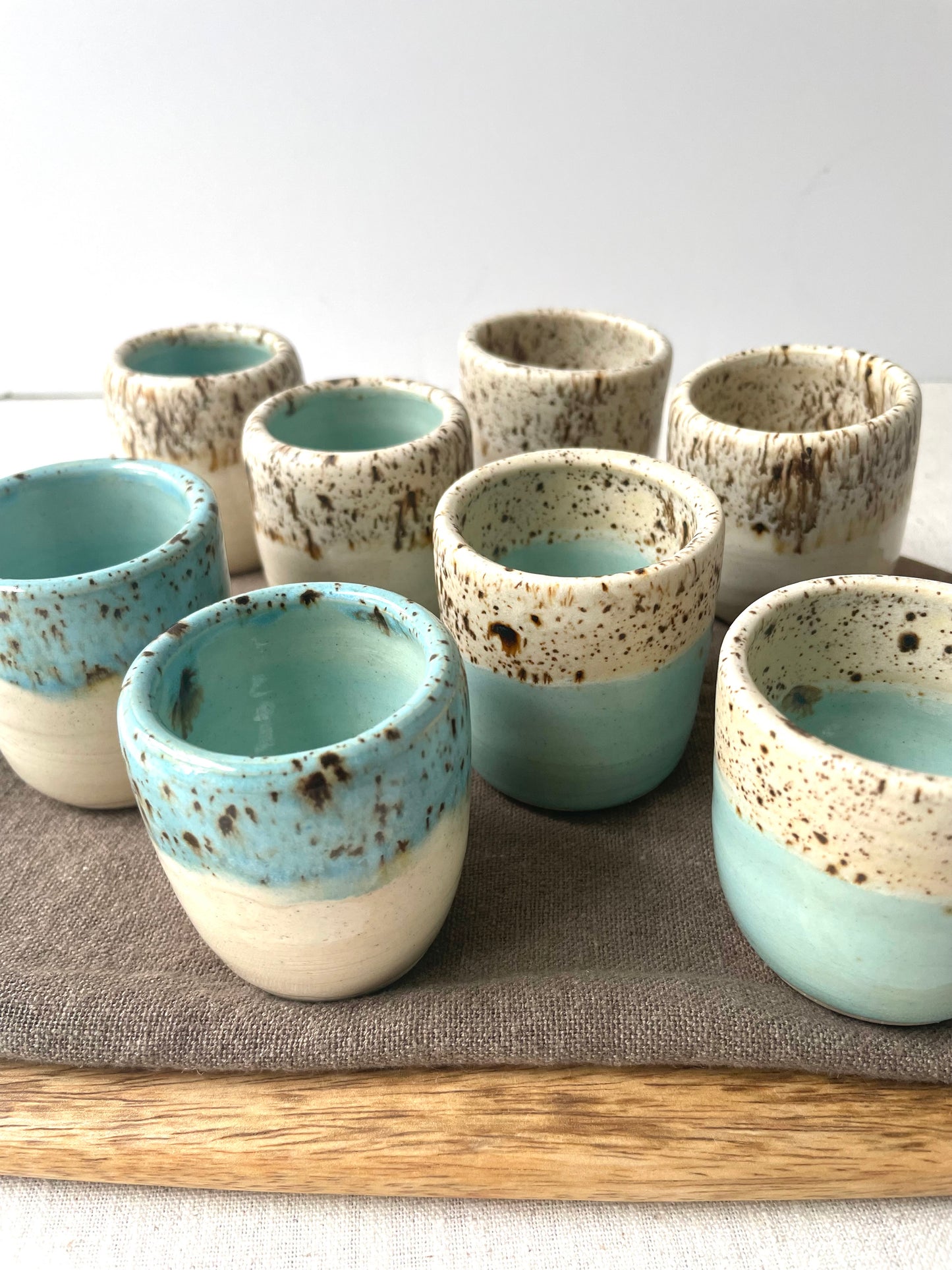 Cerulean Speckled Clay Espresso Cups, Set of 2
