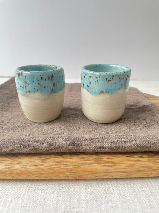 Cerulean and White Espresso Cups, Set of 2