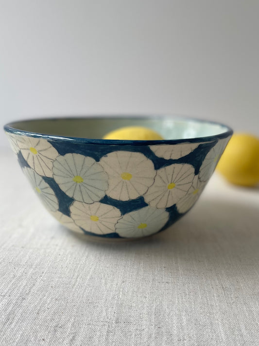 Japanese Print Medium Bowl in Navy