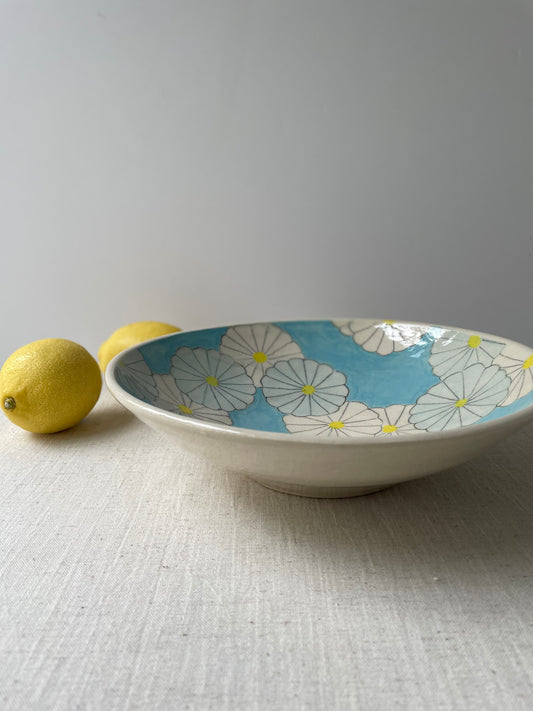 Japanese Print Wide Bowl in Sky Blue