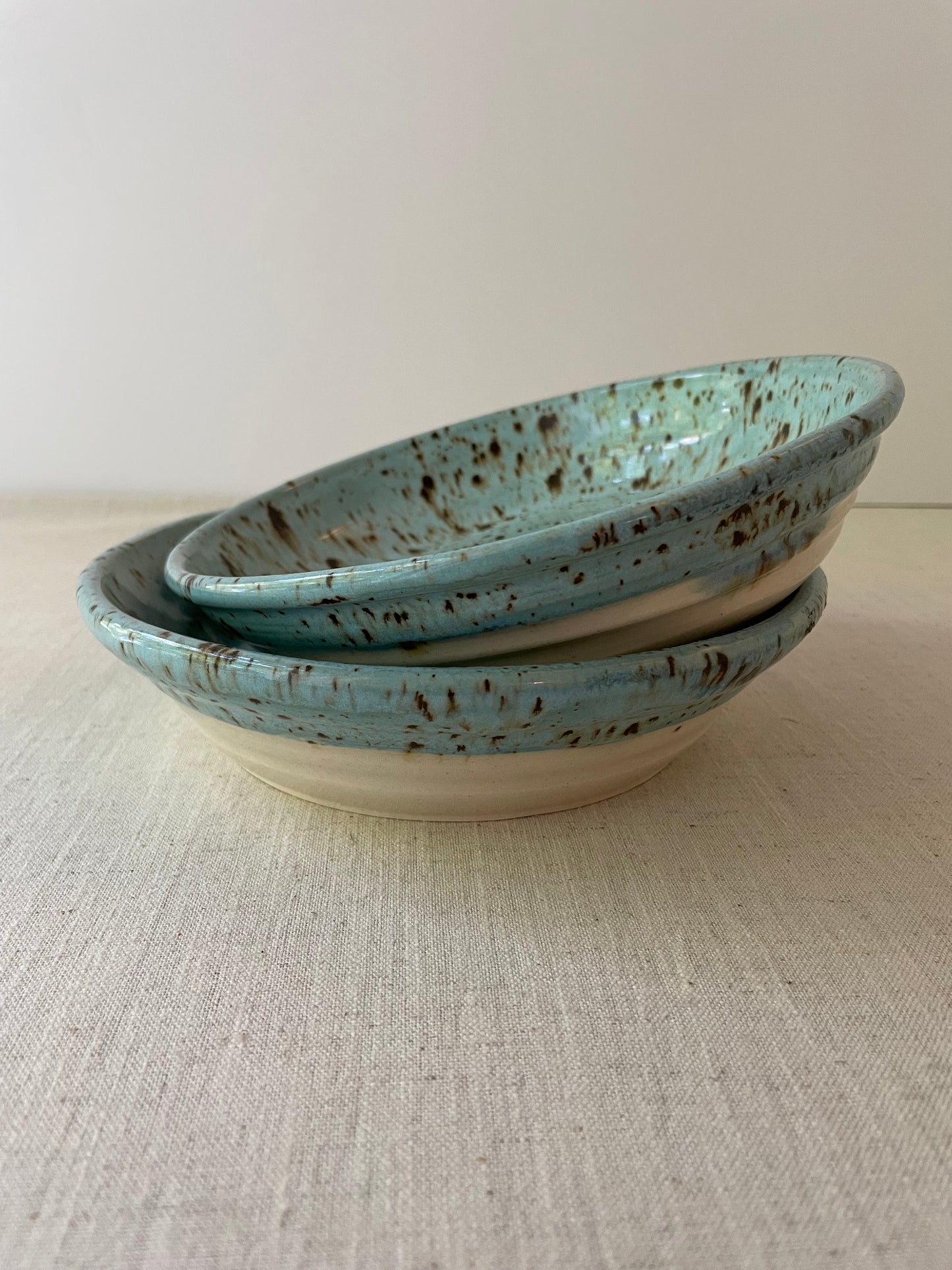 Cerulean Speckled Pasta Bowls, Set of 2