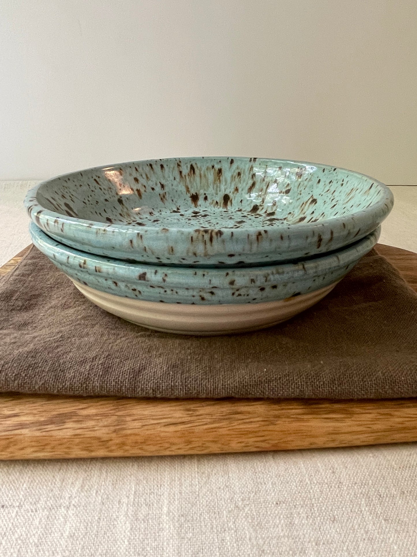Cerulean Speckled Pasta Bowls, Set of 2