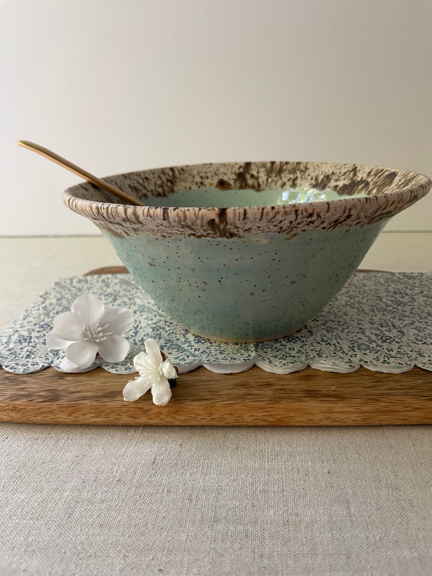 Blue and Birch Bowl, Flared Rim