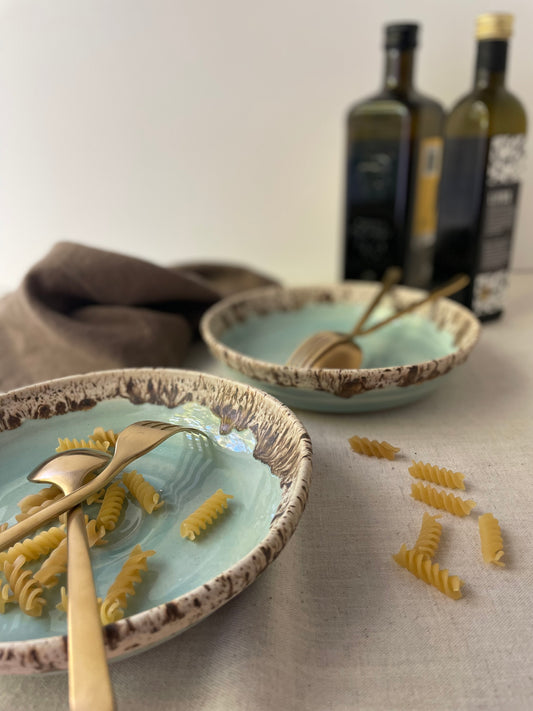 Blue and Birch Pasta Bowls, Set of 2