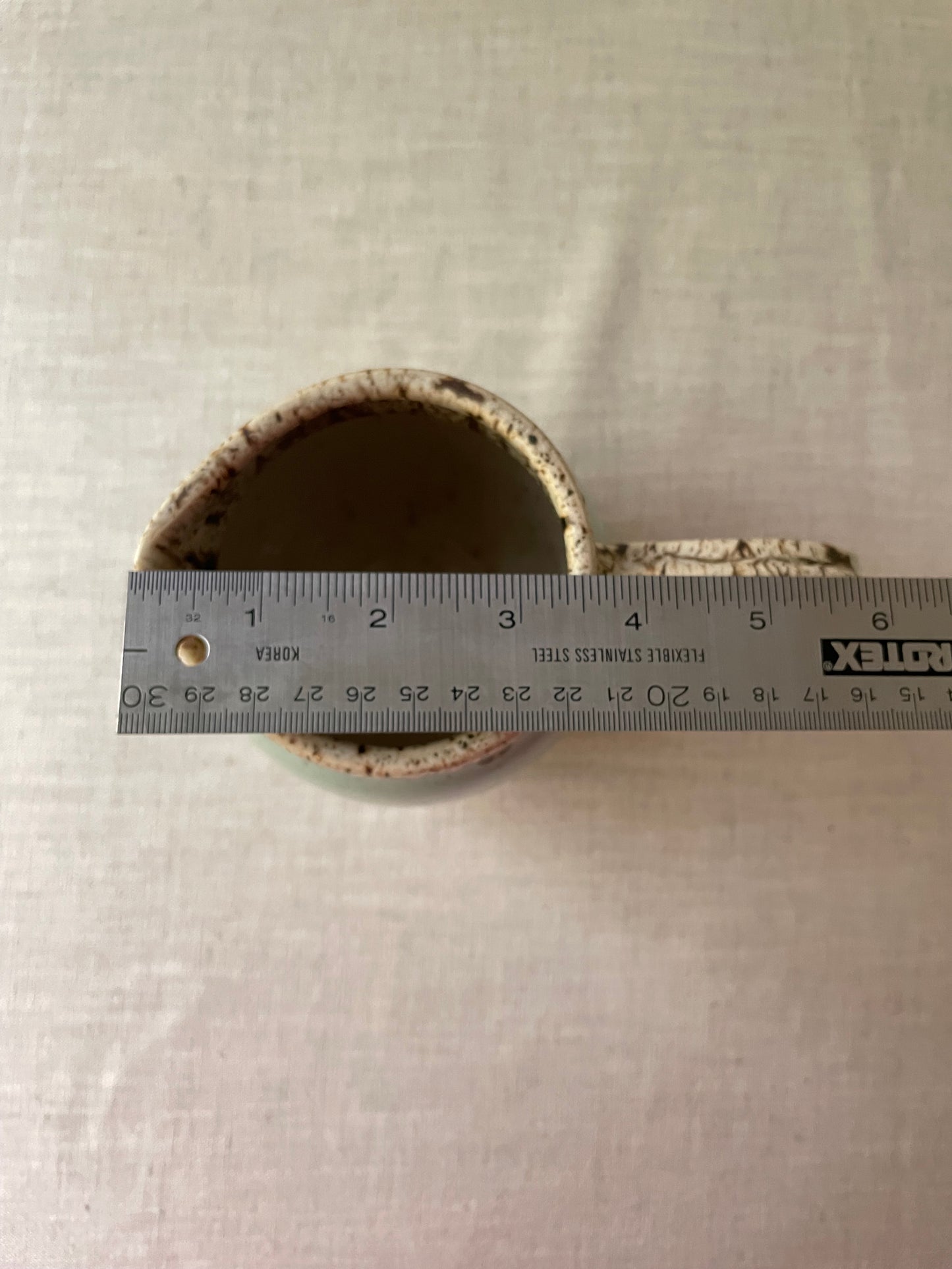 Blue and Birch Speckled Clay Pitcher 1