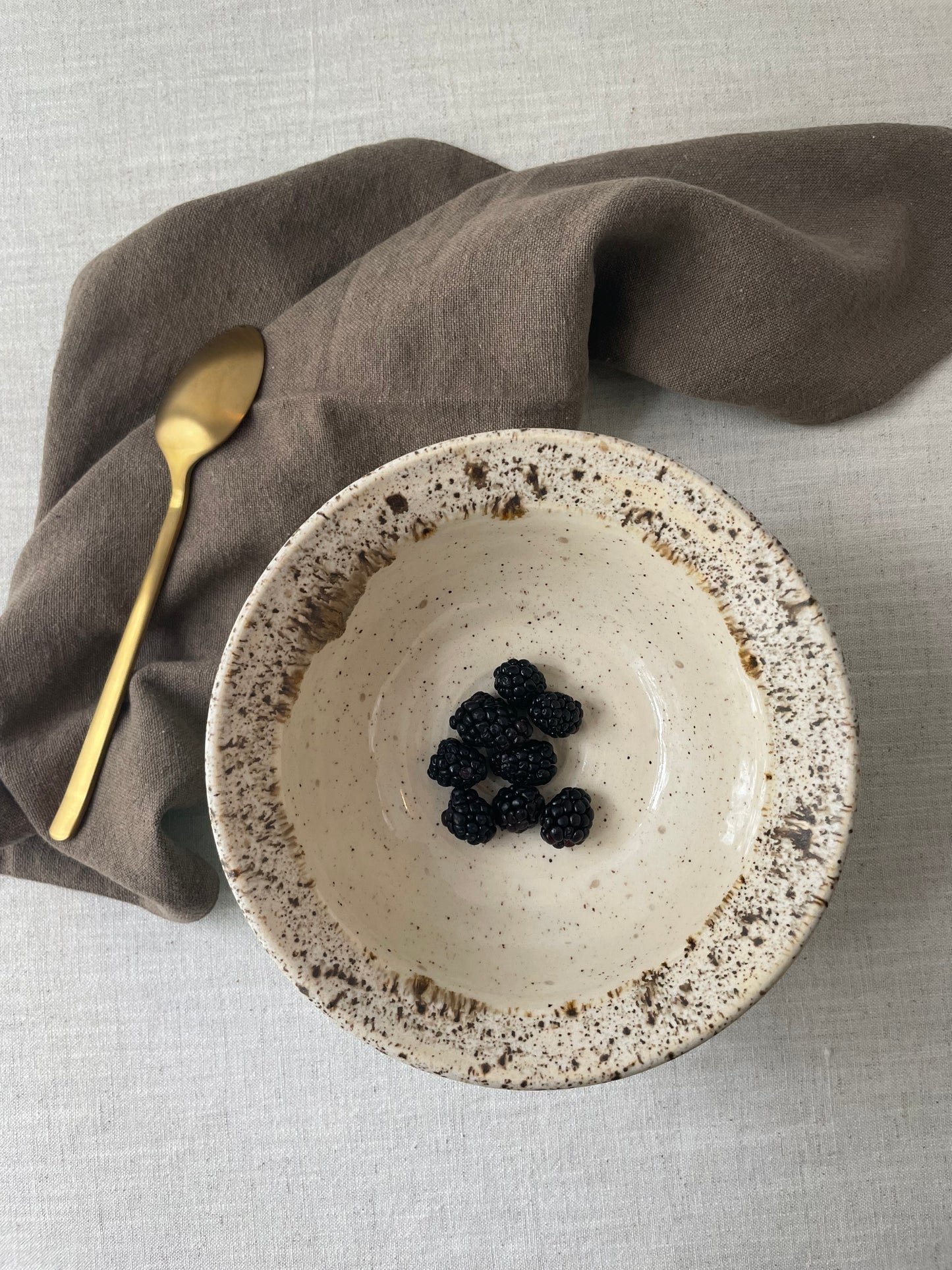 Blue and Birch Speckled Bowl, 7 inch