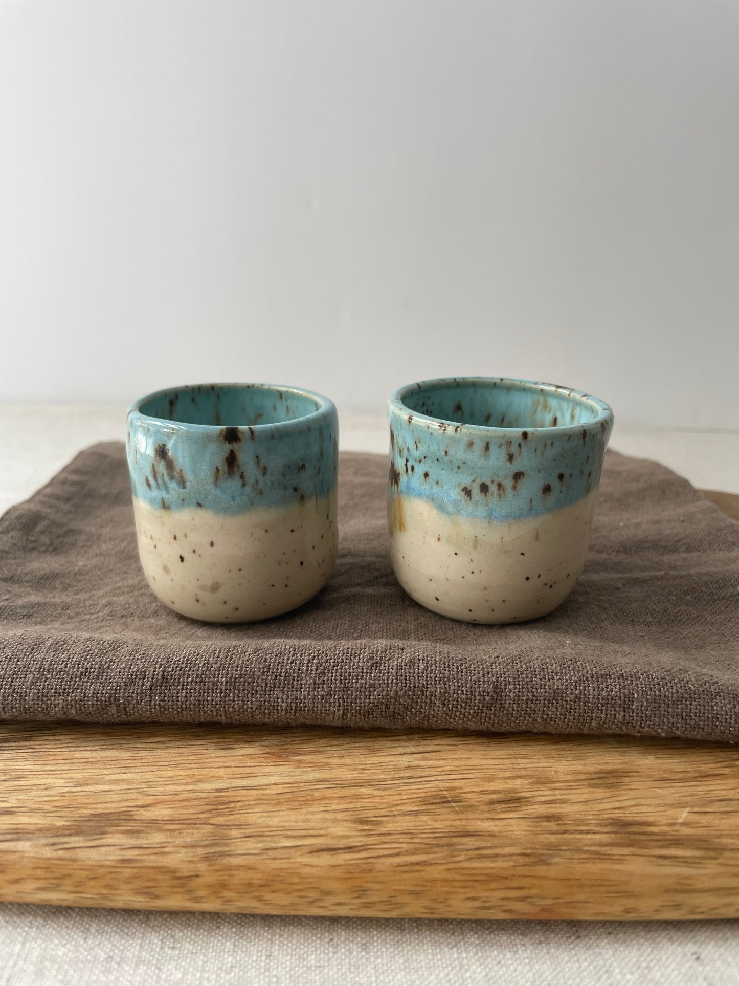 Cerulean Speckled Clay Espresso Cups, Set of 2