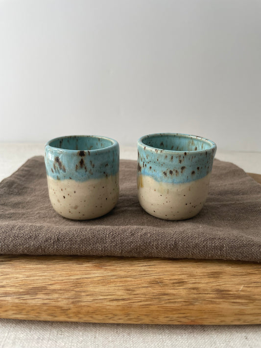 Cerulean Speckled Clay Espresso Cups, Set of 2