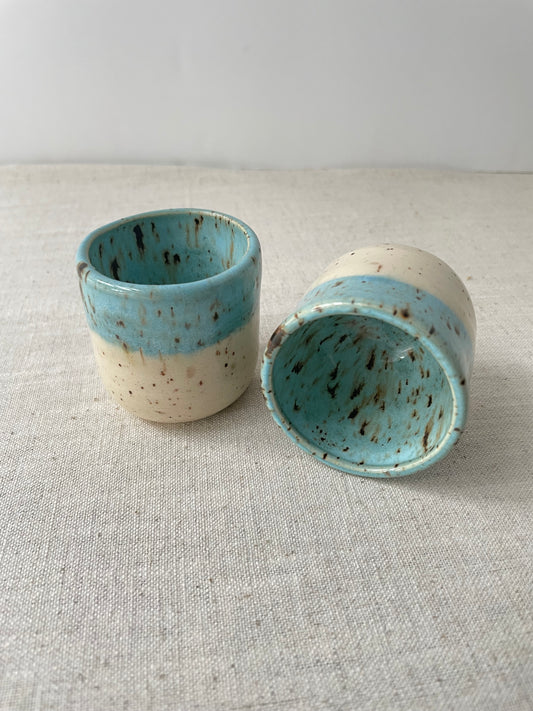 Cerulean Speckled Clay Espresso Cups, Set of 2