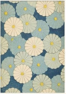 Japanese Print Flared Bowl in Navy