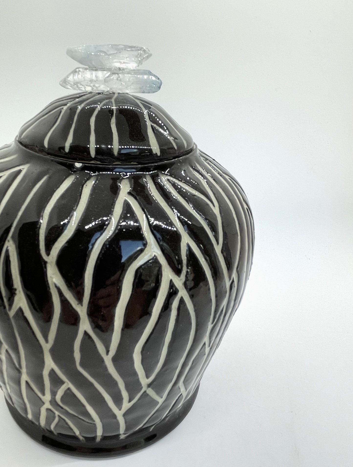 Black Bark Tall Lidded Container